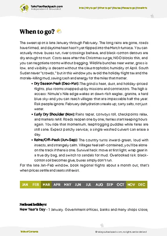 example page 3 from our offline Travel Guide for South Sudan